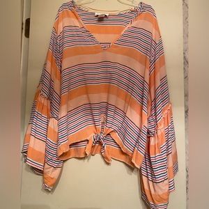 Anthropologie Lavender Field Flare Sleeve Blouse